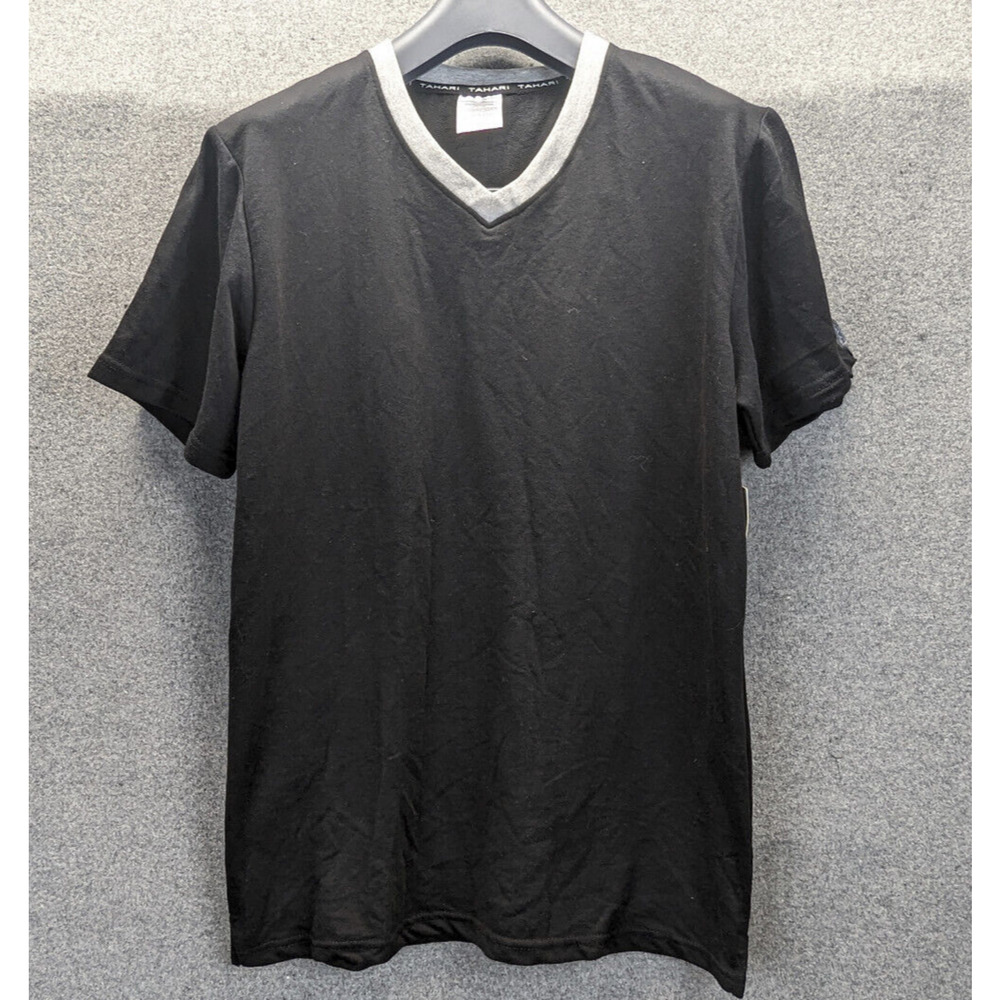 TAHARI Mens Lounge Pajama Sleepwear Shirt Black and Gray Size L